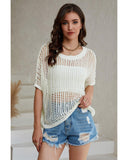 Azura Exchange Fishnet Knit Ribbed Short Sleeve Sweater Tee - S