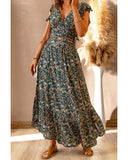 Azura Exchange Floral Ruffled Crop Top and Maxi Skirt Set - S