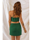 Azura Exchange Luxury Designer Drape Crop Top and Wrap Skirt Set - L