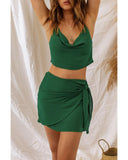 Azura Exchange Luxury Designer Drape Crop Top and Wrap Skirt Set - M