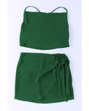 Azura Exchange Luxury Designer Drape Crop Top and Wrap Skirt Set - M