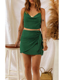 Azura Exchange Luxury Designer Drape Crop Top and Wrap Skirt Set - S
