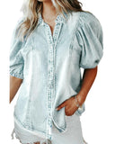 Azura Exchange Bubble Sleeve Denim Shirt - XL