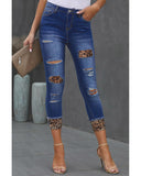 Azura Exchange Leopard Patches Distressed Skinny Jeans - M