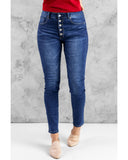 Azura Exchange Button Fly High Rise Skinny Jeans - M
