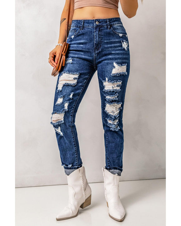 Azura Exchange High Waist Distressed Skinny Jeans - S