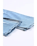 Azura Exchange Ripped High Waist Straight Leg Jeans with Side Splits - 18 US