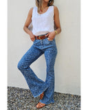 Azura Exchange Leopard Print High Waist Flare Jeans - 6 US