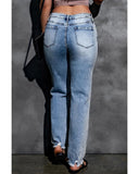 Azura Exchange Wide Leg High Waist Jeans with Ripped Details - 10 US