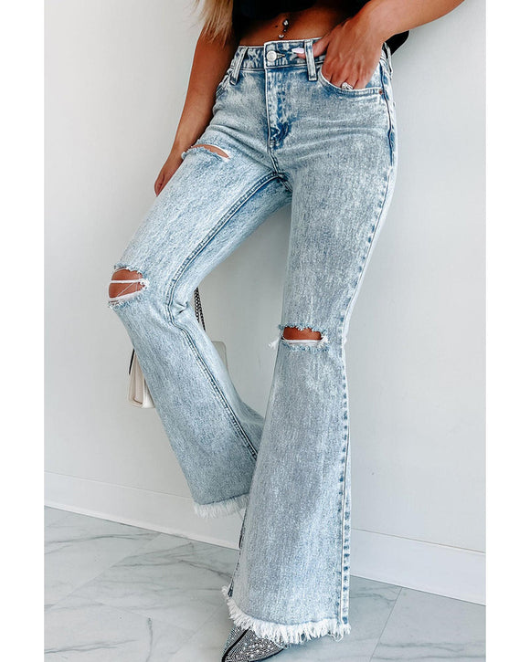 Cheeky X by Azura Exchange Acid Wash Flare Jeans - 10 US