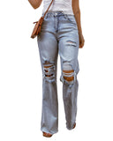 Azura Exchange Wide Leg Distressed Jeans - 10 US