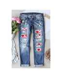 Azura Exchange Heart Patchwork Distressed Jeans - 6 US