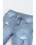 Azura Exchange Light Wash Distressed Flare Jeans - 10 US