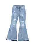 Azura Exchange Light Wash Distressed Flare Jeans - 14 US