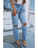 Azura Exchange Knee Cutout Straight Leg Jeans - 10 US