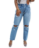 Azura Exchange Knee Cutout Straight Leg Jeans - 14 US