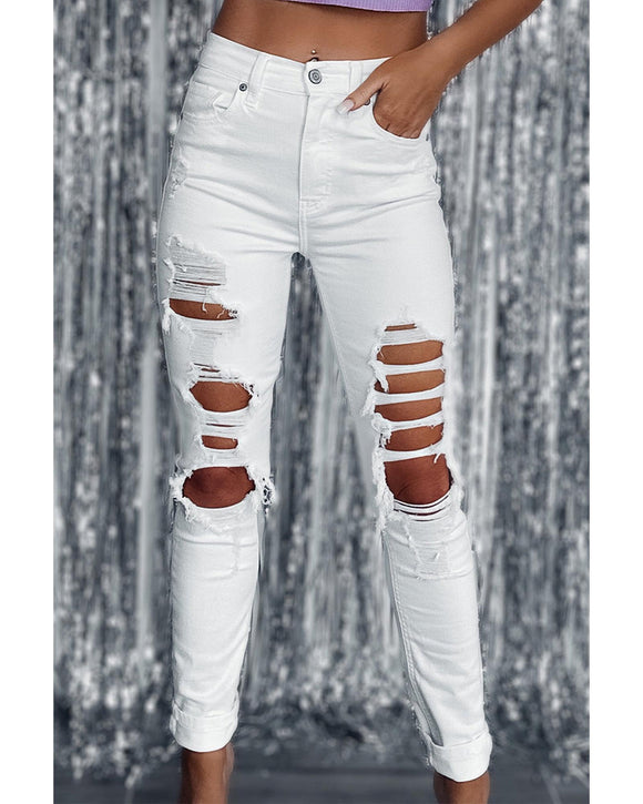 Azura Exchange High Waist Distressed Skinny Jeans - 16 US
