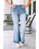 Azura Exchange Buttoned Distressed Flared Jeans - 12 US