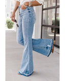 Azura Exchange Buttoned Distressed Flared Jeans - 16 US