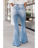 Azura Exchange Buttoned Distressed Flared Jeans - 8 US