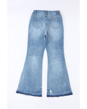 Azura Exchange Buttoned Distressed Flared Jeans - 8 US