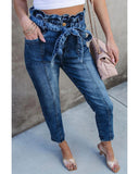 Azura Exchange Seamed Stitching High Waist Knot Skinny Jeans - 12 US
