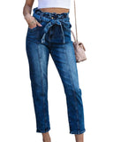 Azura Exchange Seamed Stitching High Waist Knot Skinny Jeans - 16 US