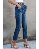 Azura Exchange Seamed Stitching High Waist Knot Skinny Jeans - 8 US