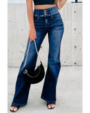 Azura Exchange Elastic Waistband Flare Jeans - 10 US