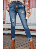 Azura Exchange Button Fly High Waist Skinny Jeans - 14 US