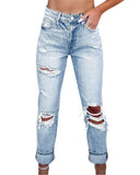 Azura Exchange Frayed Sky Blue Slim Fit High Waist Jeans - 6 US