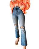 Azura Exchange Distressed Ripped Flare Jeans - 6 US