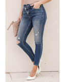 Azura Exchange Asymmetric Distressed Skinny Jeans - 14 US