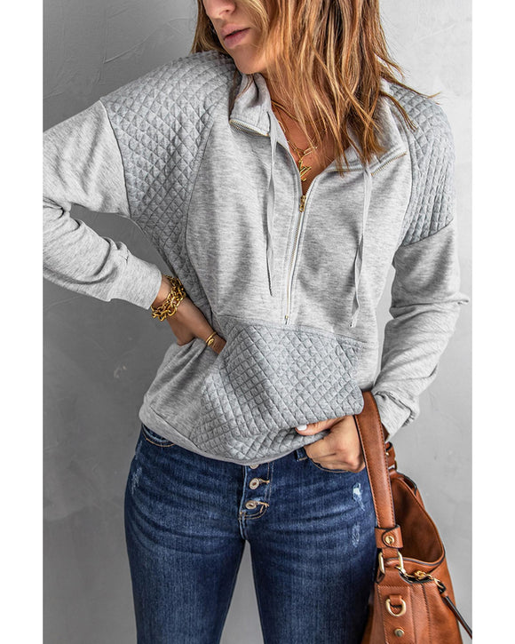 Azura Exchange Quilted Half Zipper Sweatshirt - XL
