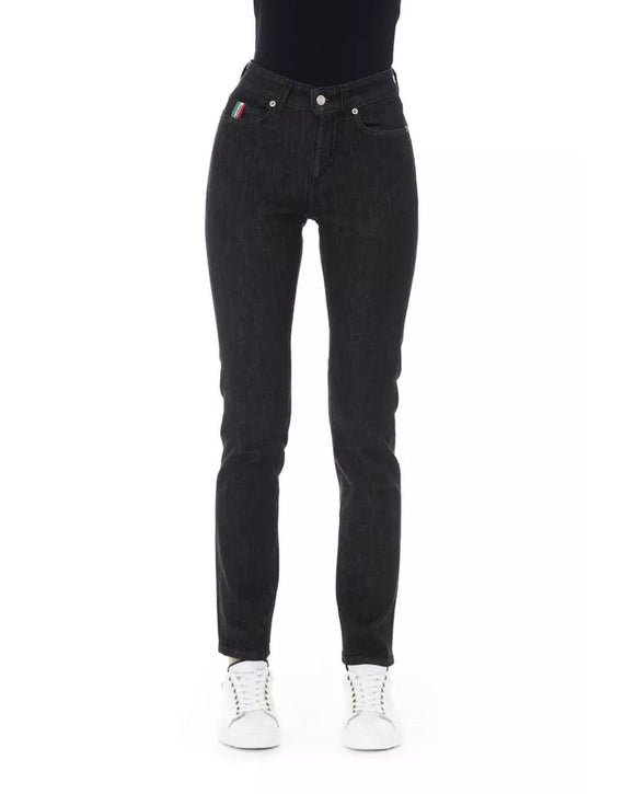 Regular Jeans with Logoed Button and Tricolor Insert. W30 US Women