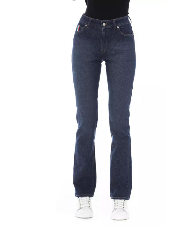 Logoed Button Regular Jeans with Tricolor Insert and Rear Pockets W28 US Women