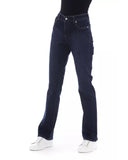 Regular Jeans with Logoed Button and Tricolor Insert W28 US Women