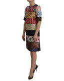 Patchwork Sheath Mini Dress with Logo Details 36 IT Women