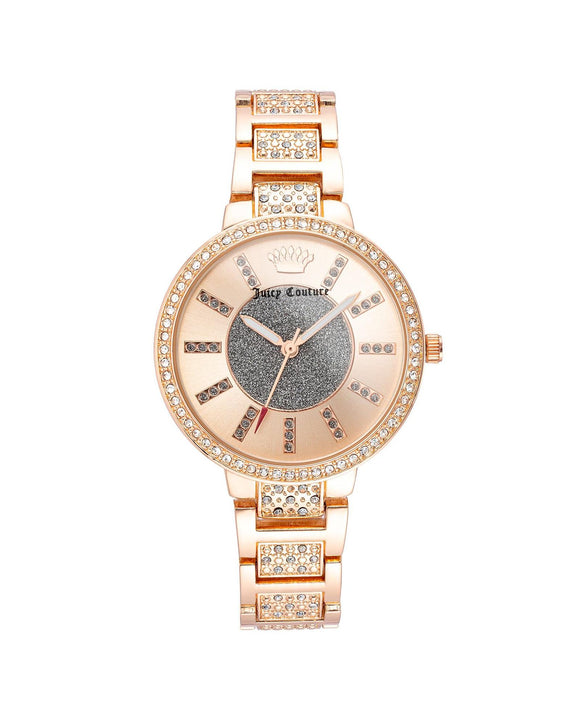 Rose Gold Metal Fashion Watch with Rhine Stone Facing One Size Women