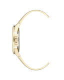 Gold Rhinestone Fashion Watch with Leatherette Wristband One Size Women