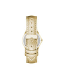 Gold Rhinestone Fashion Watch with Leatherette Wristband One Size Women