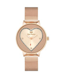 Rose Gold Metal Fashion Watch with Rhine Stone Facing and Stainless Steel Mesh Wristband One Size Women