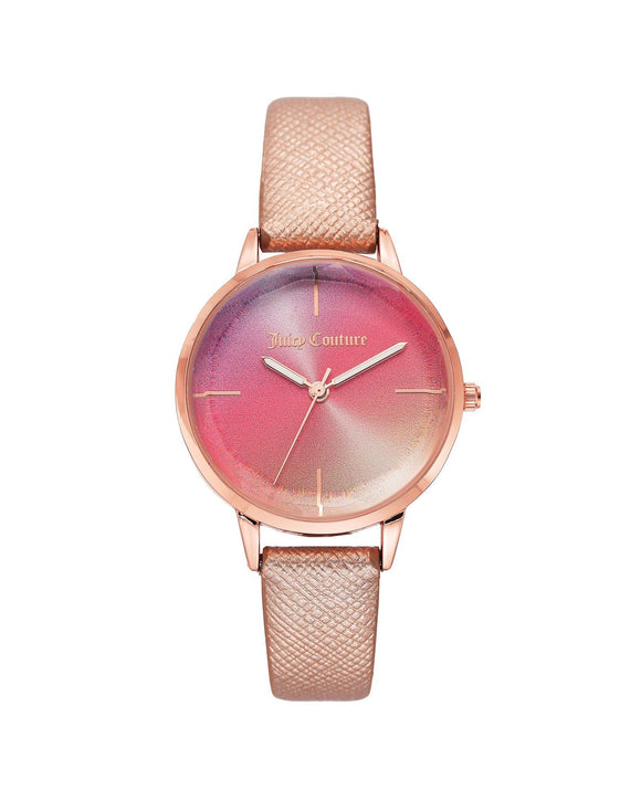 Rose Gold Metal Fashion Watch with Leatherette Wristband One Size Women