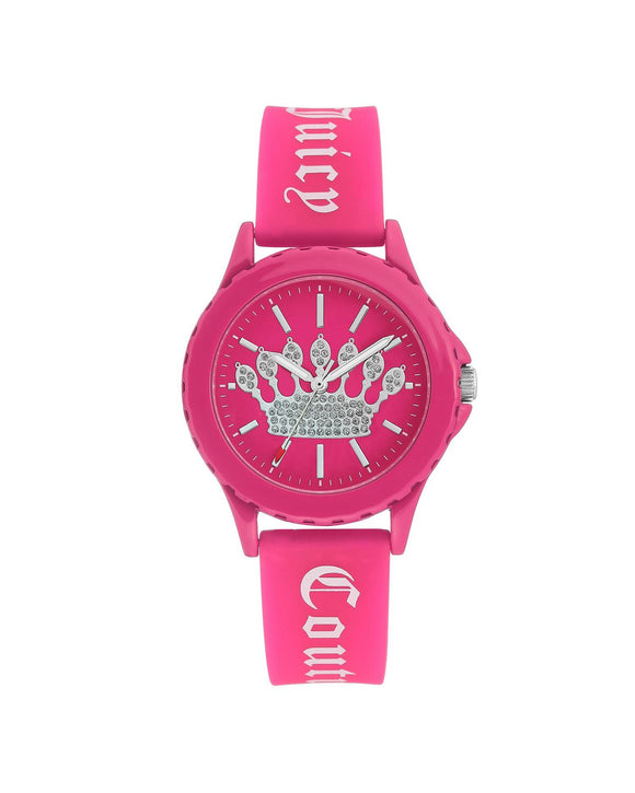 Pink Analog Quartz Watch with Rhine Stone Facing and Pin Buckle Closure One Size Women