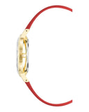 Gold Fashion Analog Quartz Womens Watch with Red Leatherette Strap One Size Women