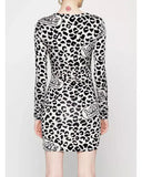 Viscose-blend Leopard Print Short Dress with Love Moschino Logo 40 IT Women