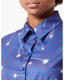 Abstract Print Shirt Collar Cotton Dress with Long Sleeves 44 IT Women