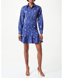 Abstract Print Shirt Collar Cotton Dress with Long Sleeves 44 IT Women