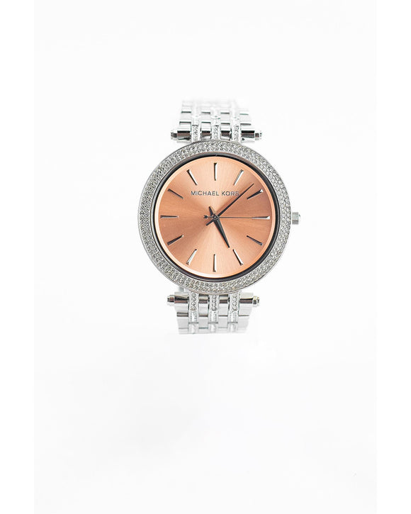 Darci Glitz Stainless Steel Wrist Watch with Gemmed Bezel One Size Women