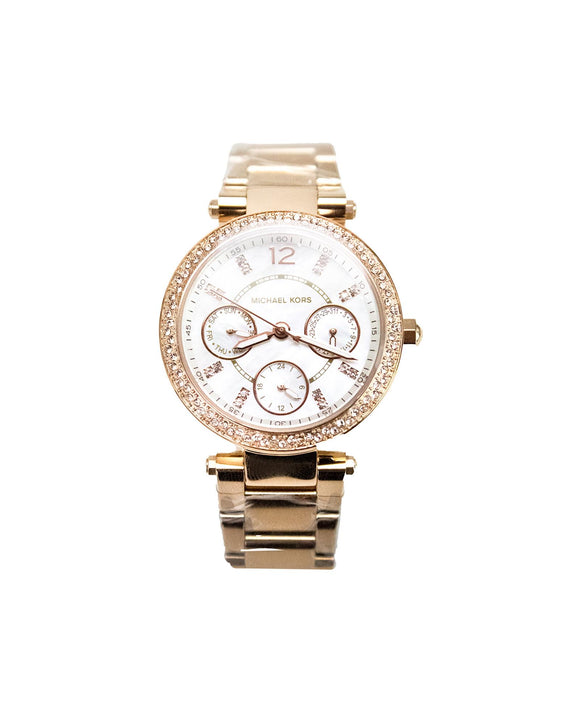 Michael Kors Parker Stainless Steel Rose Gold Toned Watch One Size Women